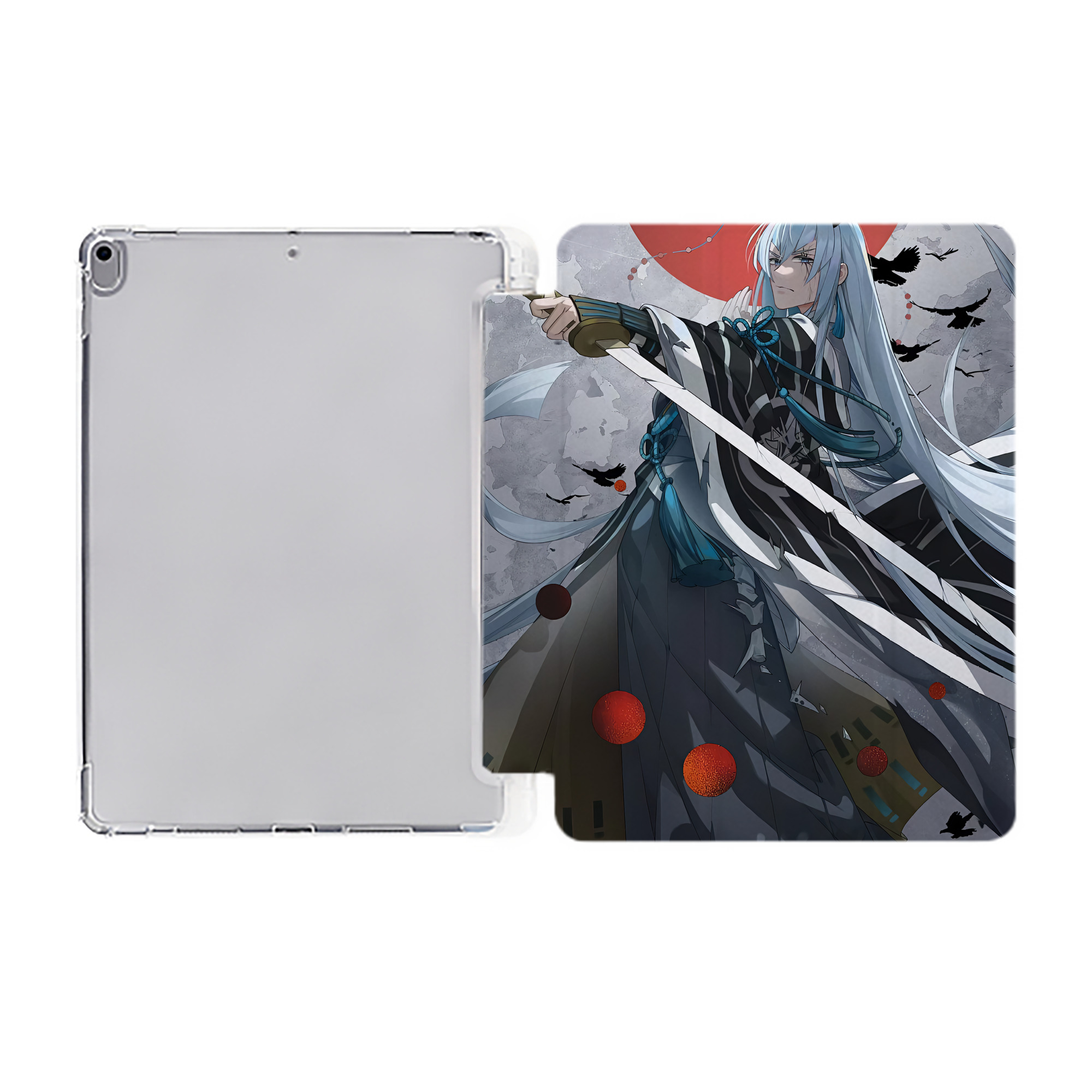（画像用） 刀剣乱舞 Touken Ranbu IPad ケース ペン収納付き 三つ折りスタンド PUレザー×シリコン 対応機種9.5/10.5/10.9インチ